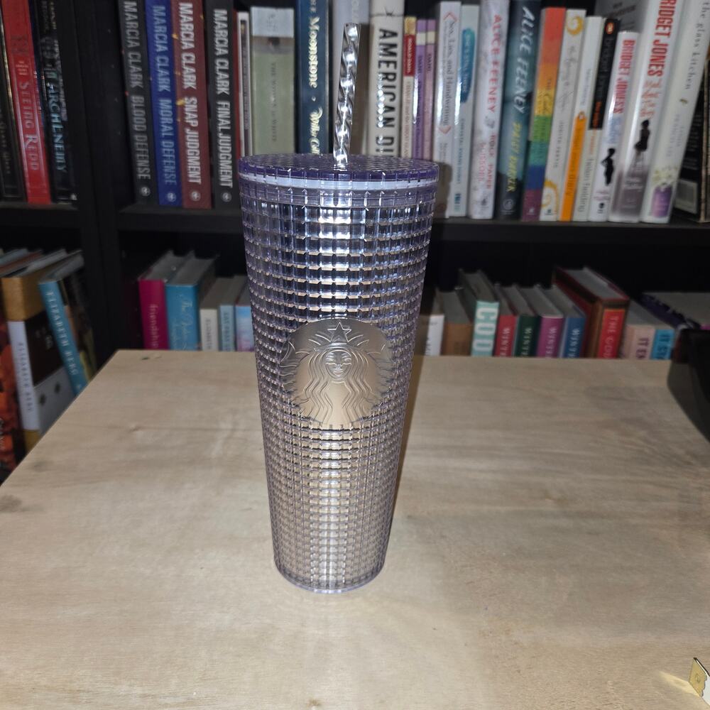 Starbucks 2020 Holiday Disco grid studded tumbler w/straw